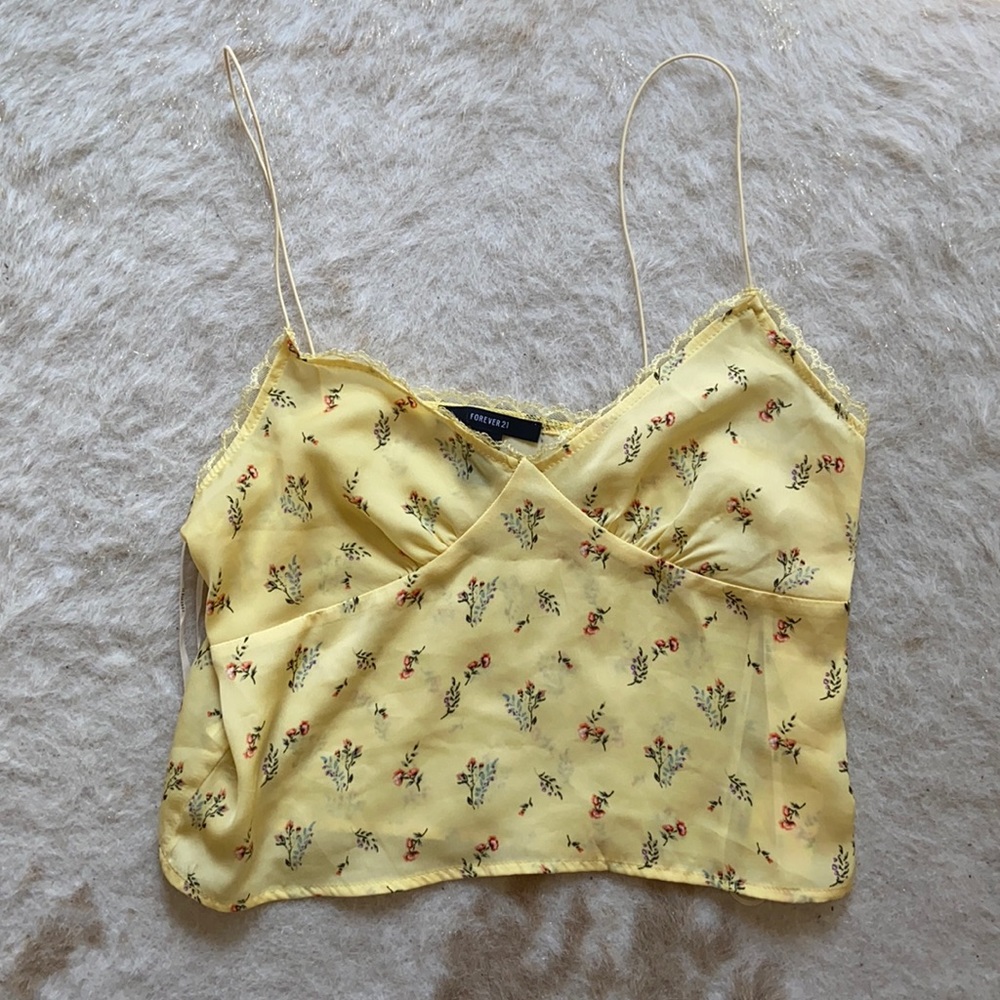 Forever 21 Sheer Babydoll Thin Strap Crop Tank Top | NWOT